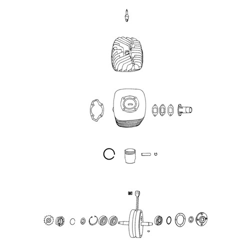 Cylinder, piston, crankshaft