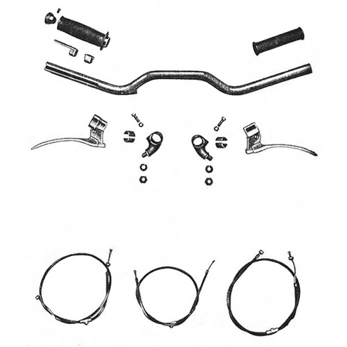 Guidon, manettes, câbles Bowden RT 125/1 125/2