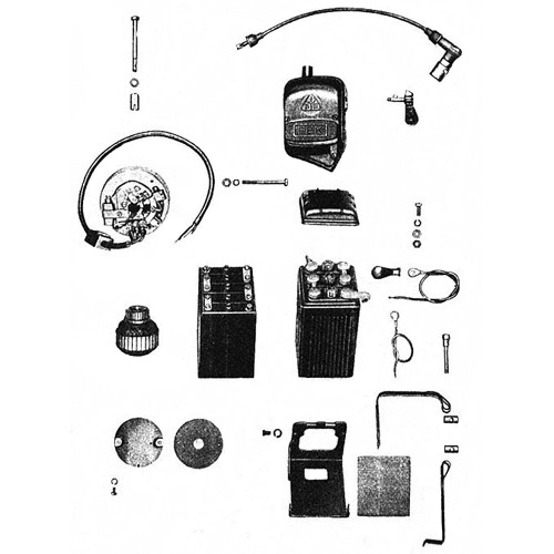 Dynamo, boîte bobine, batterie, câble d'allumage RT 125